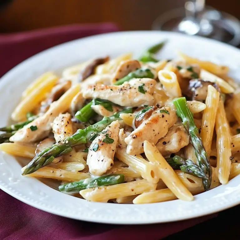 Creamy Mushroom and Asparagus Chicken Penne