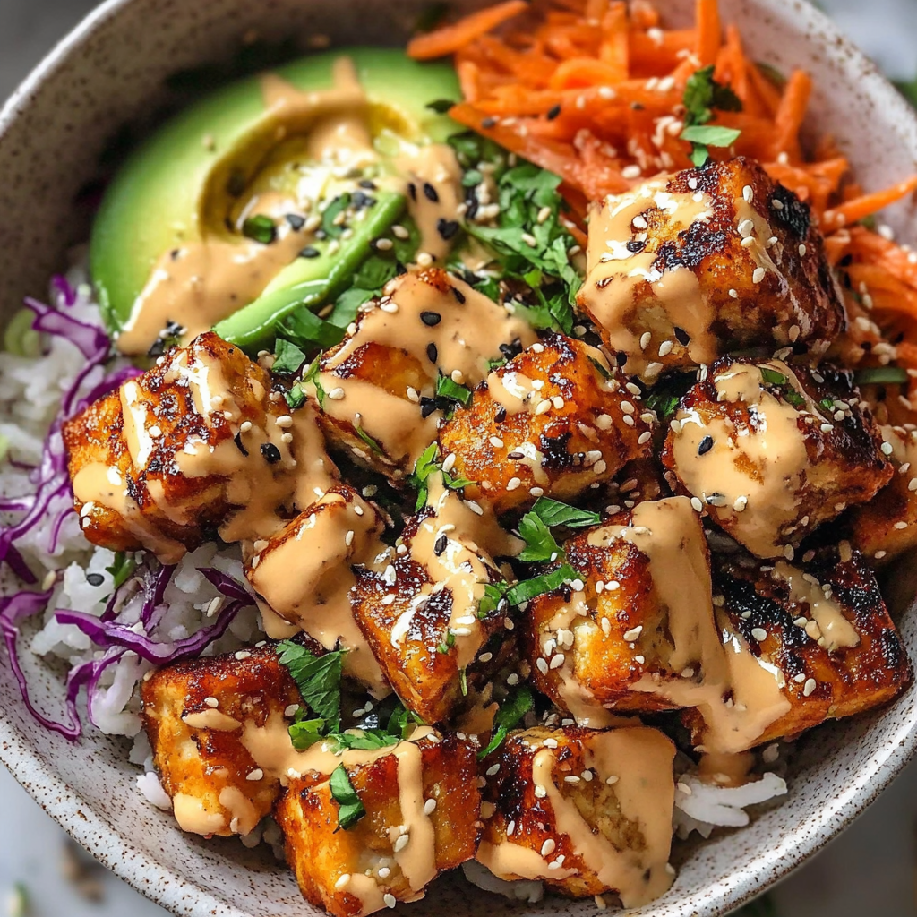 Recipe preparation for Bang Bang Chicken Bowl