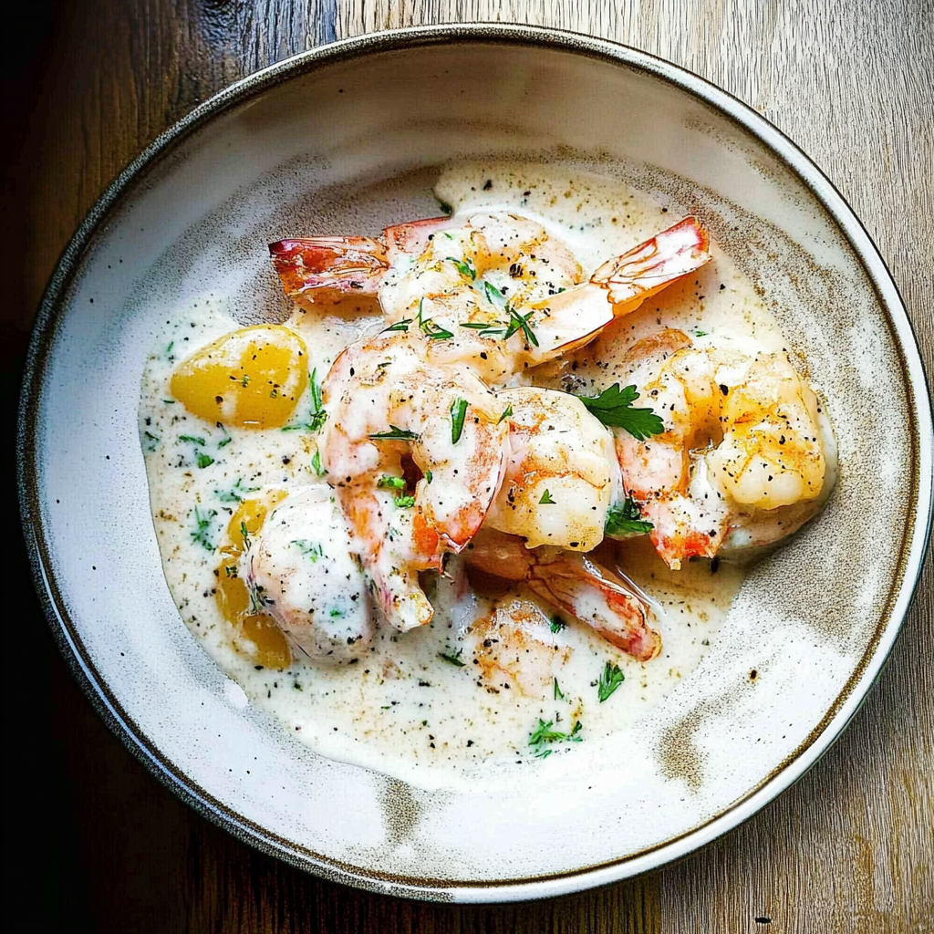 Recipe preparation for Garlic Shrimp in Coconut Milk
