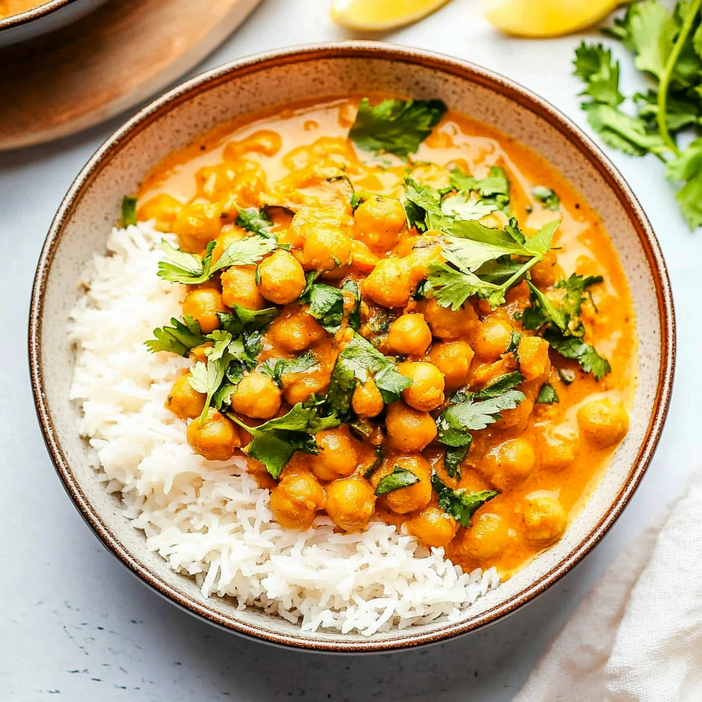 Recipe preparation for Creamy Coconut Chickpea Curry