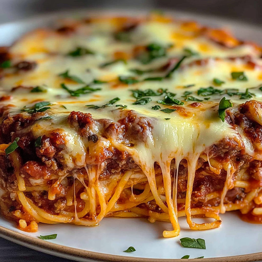 Recipe preparation for Spaghetti Pie
