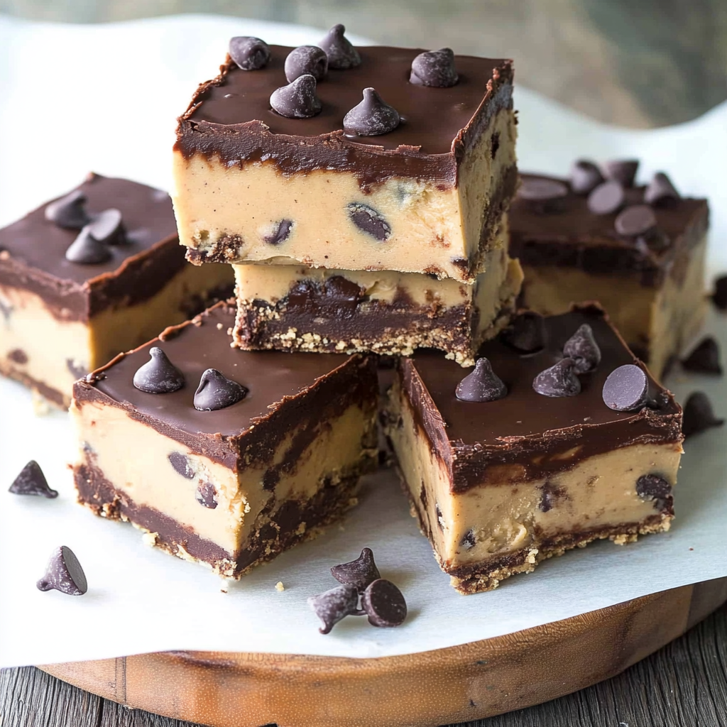 Recipe preparation for No Bake Peanut Butter Chocolate Chip Cookie Dough Bars