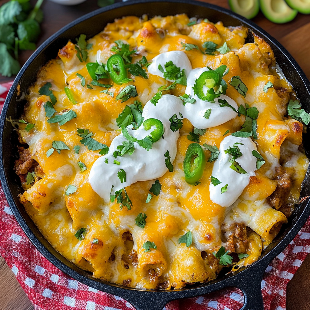 Recipe preparation for Cheesy Beef Enchilada Tortellini