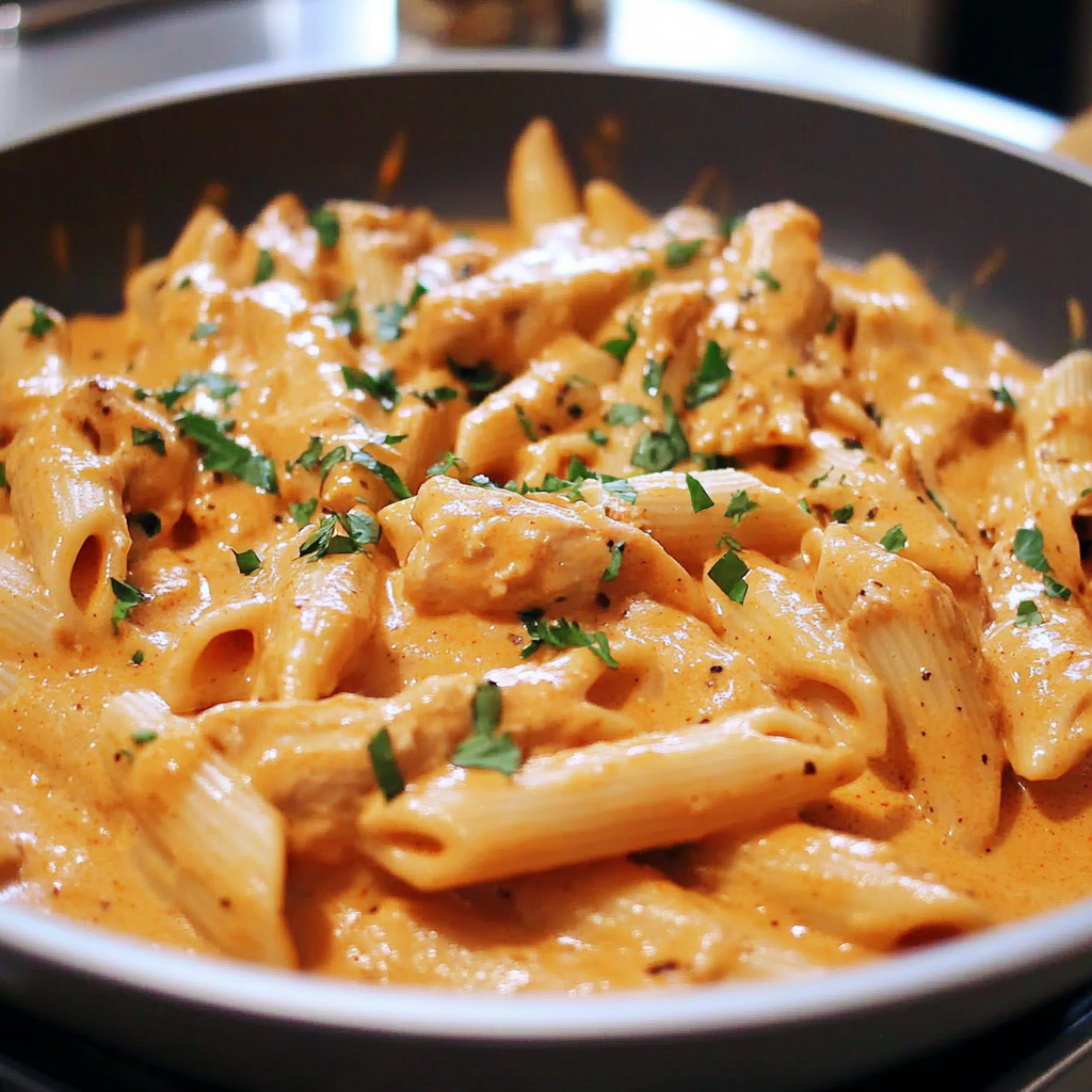 Recipe preparation for One-Pot Buffalo Ranch Chicken Penne