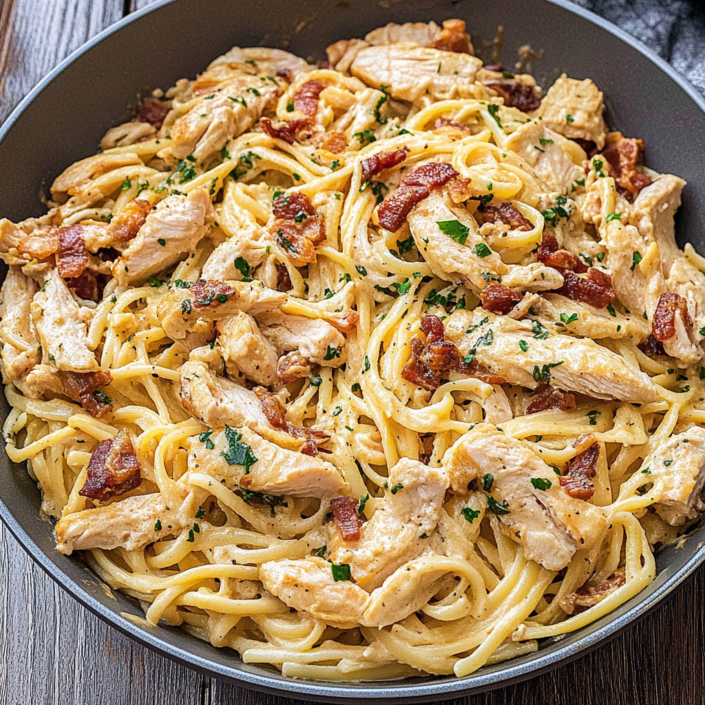 Recipe preparation for Chicken Carbonara