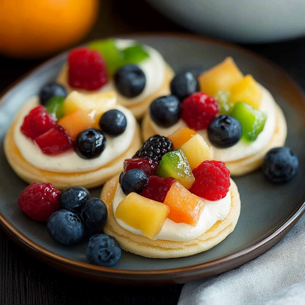 Recipe preparation for Mini Fruit Pizzas