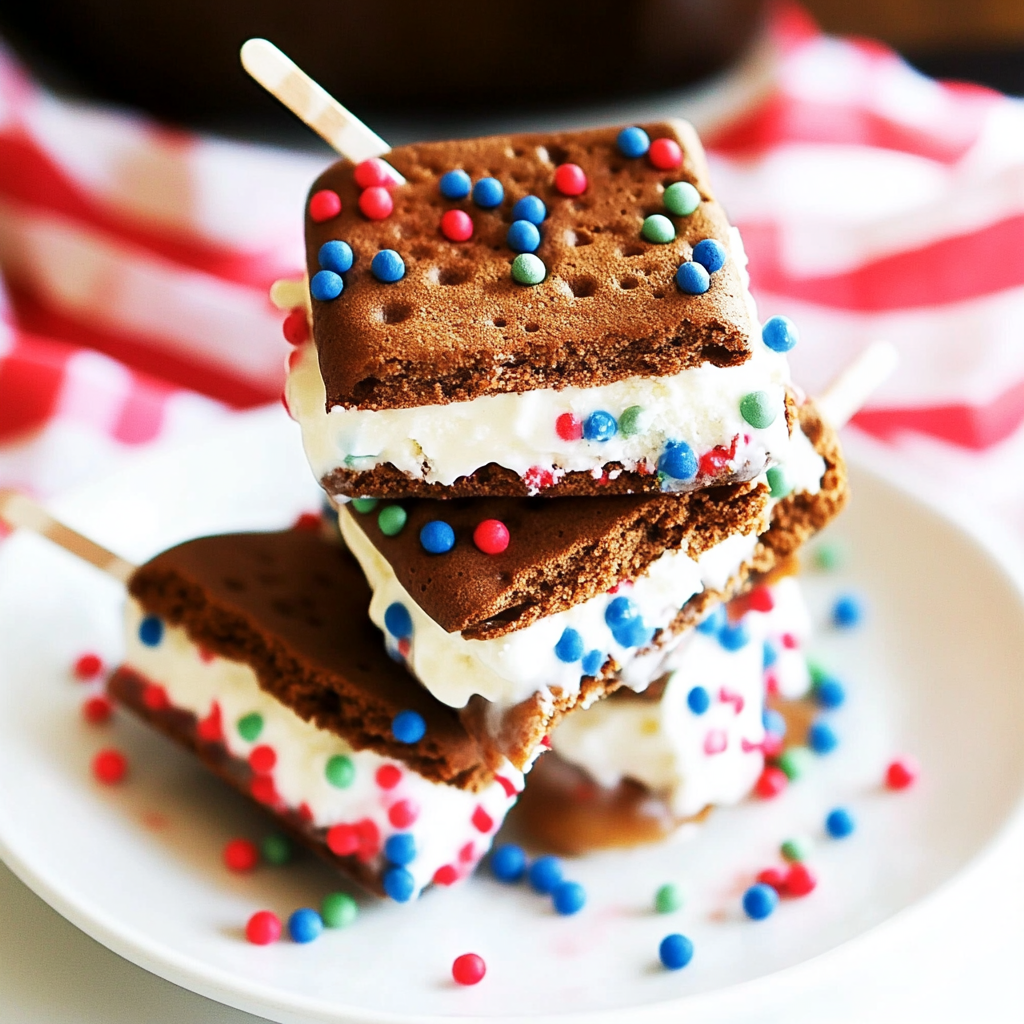 Recipe preparation for Patriotic Mini Ice Cream Sandwiches