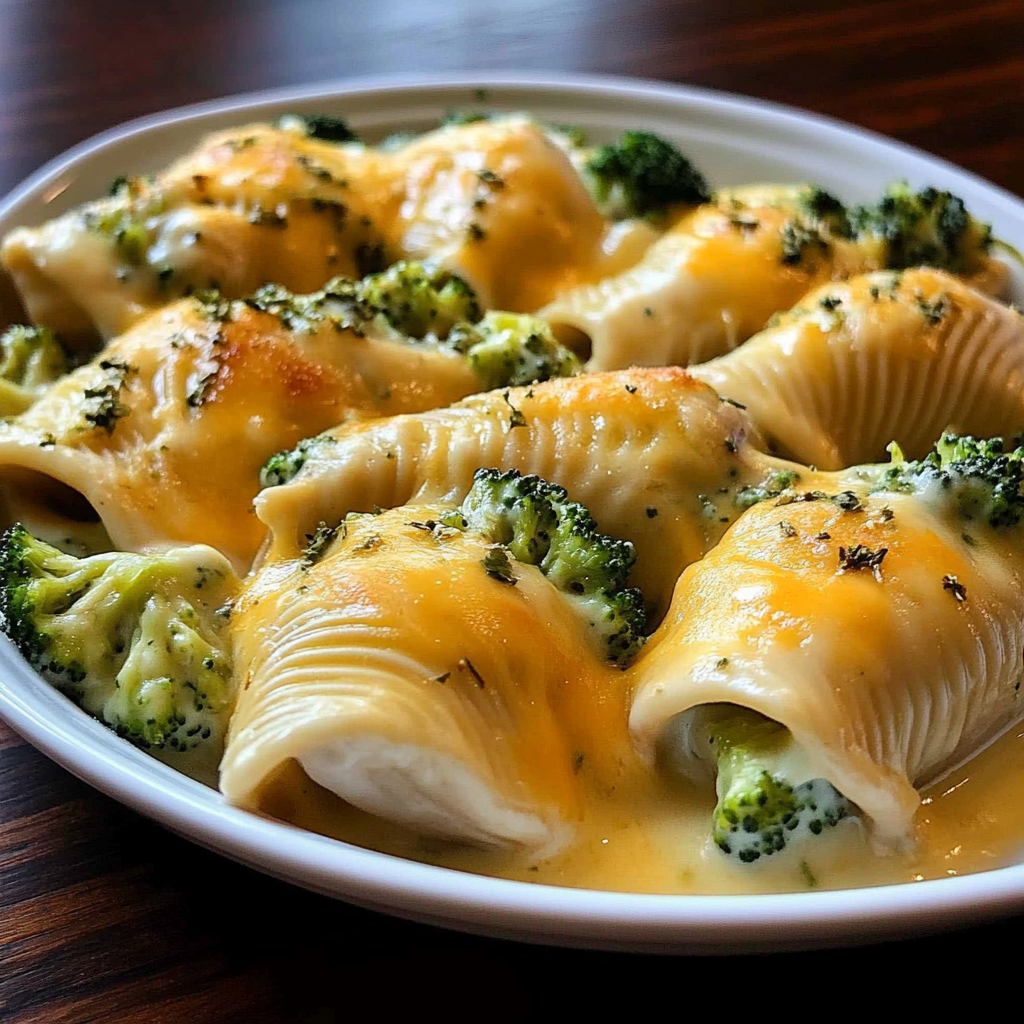 Recipe preparation for Cheesy Chicken & Broccoli Stuffed Shells