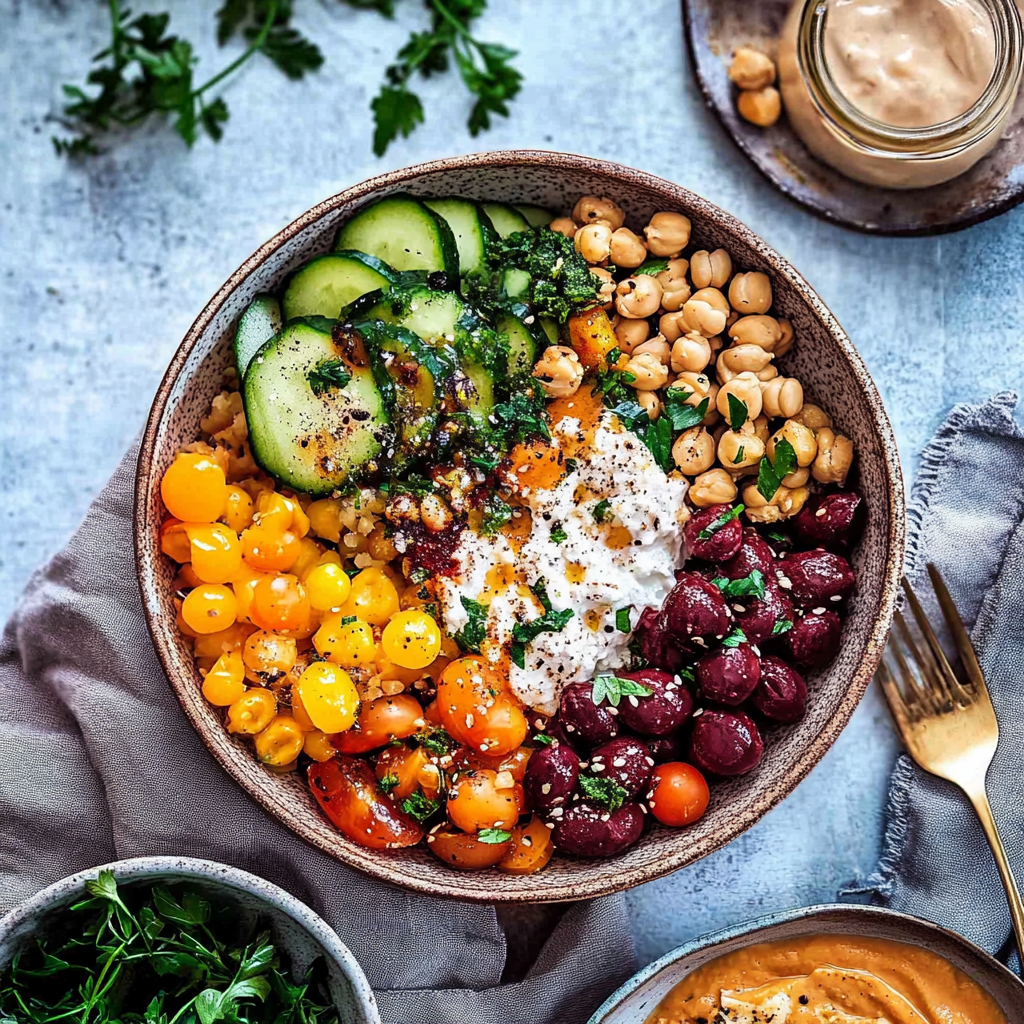 Recipe preparation for Mediterranean bowl recipe