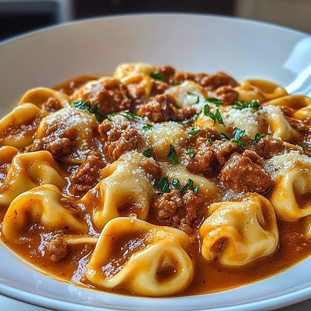 Recipe preparation for Beefy Tortellini Bake