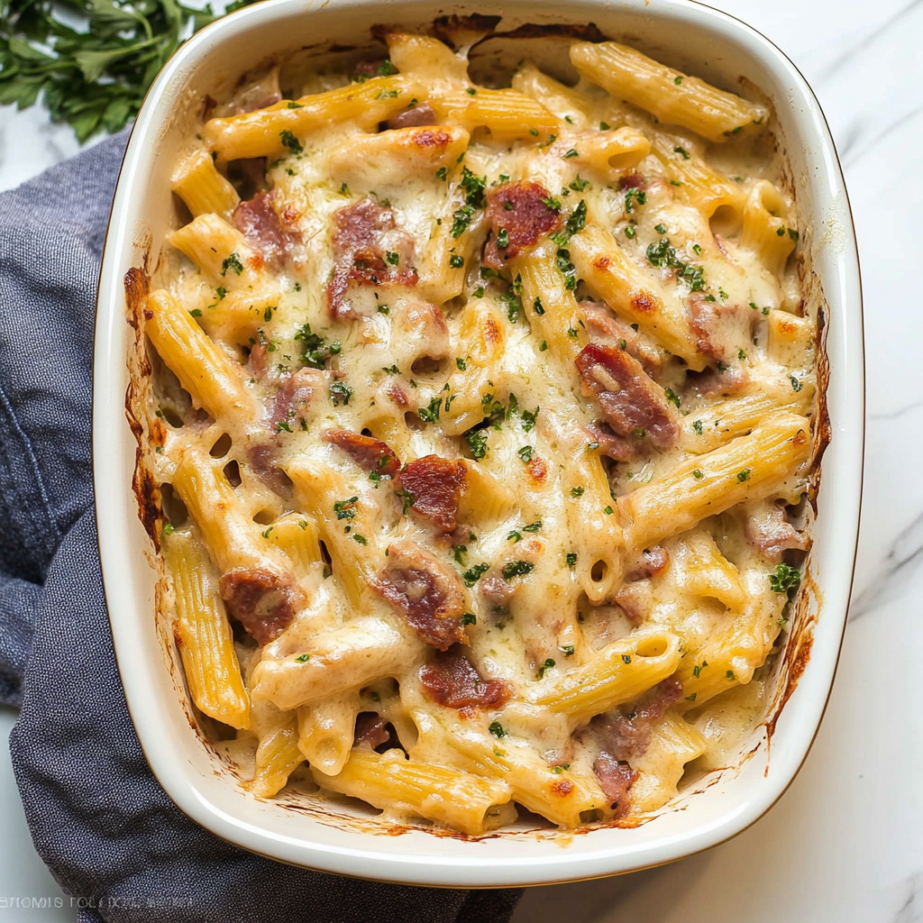 Recipe preparation for Creamy Kielbasa Pasta