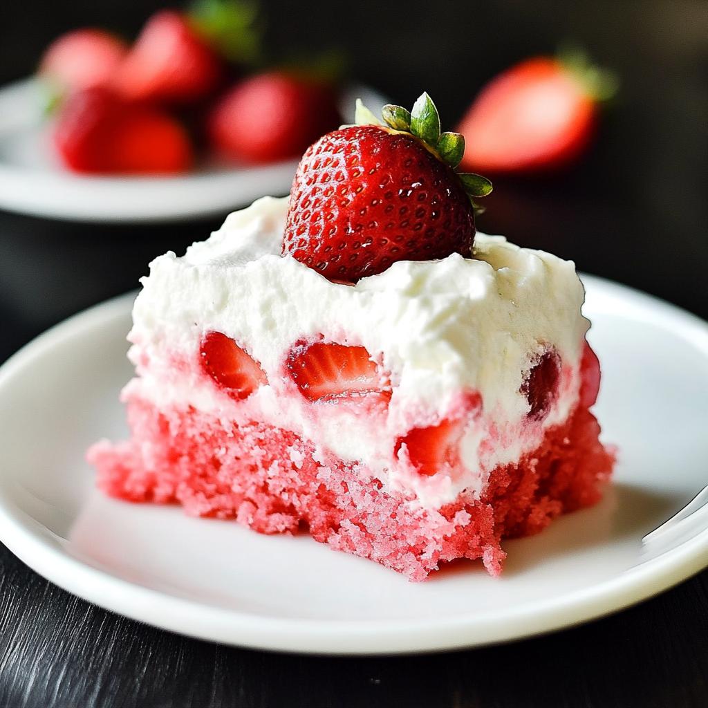 Recipe preparation for Strawberry-Jello-Poke-Cake