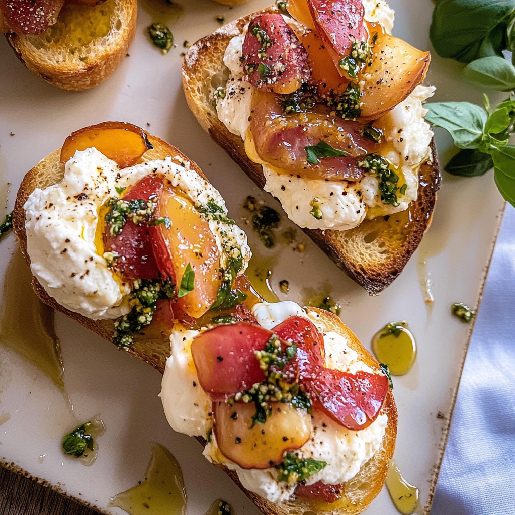 Recipe preparation for Burrata Crostini
