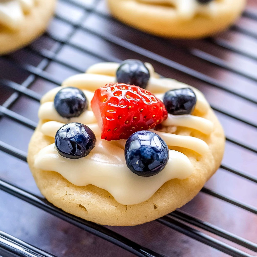 Recipe preparation for Patriotic Fruit Pizza Cookies