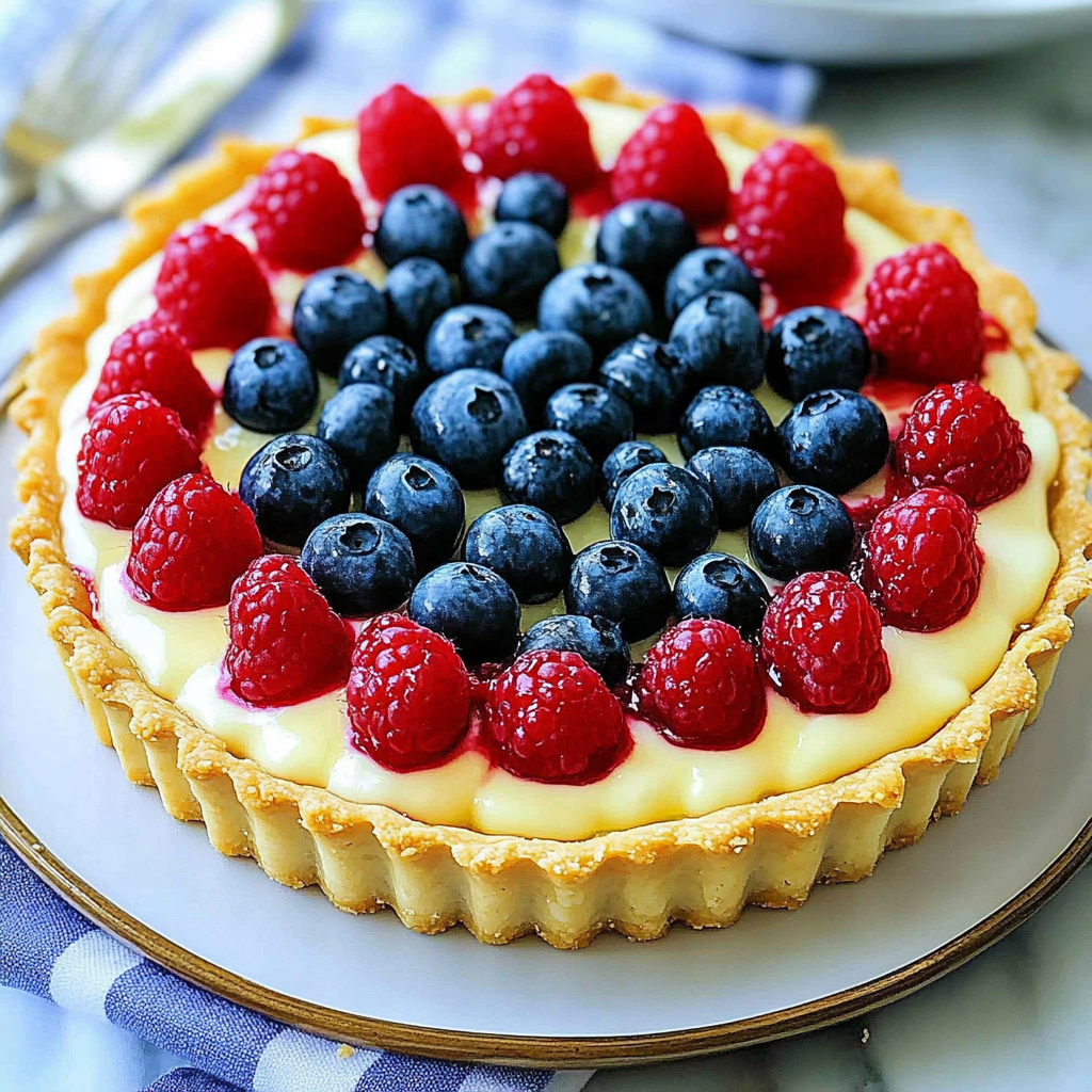 Recipe preparation for 4th of July Fruit Tart