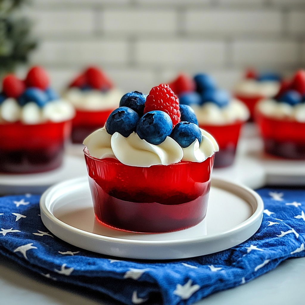 Recipe preparation for Red, White, and Blue Jello Cups