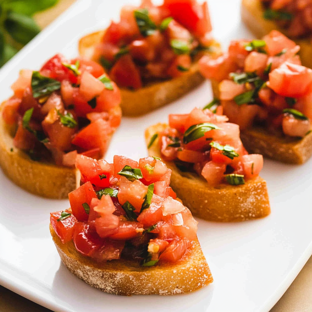 Recipe preparation for Tomato Basil Bruschetta