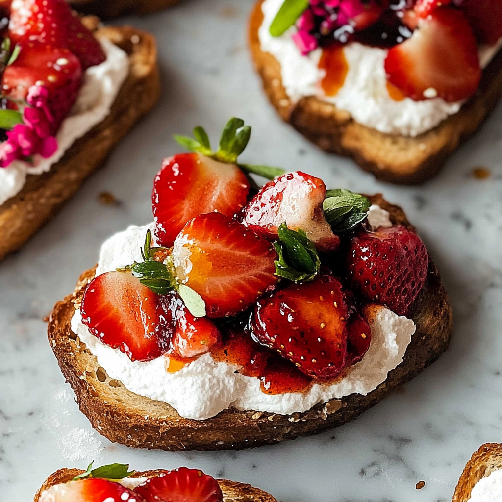 Recipe preparation for Balsamic Strawberry Toast