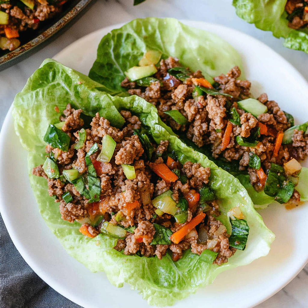 Recipe preparation for Ground Beef Lettuce Wraps