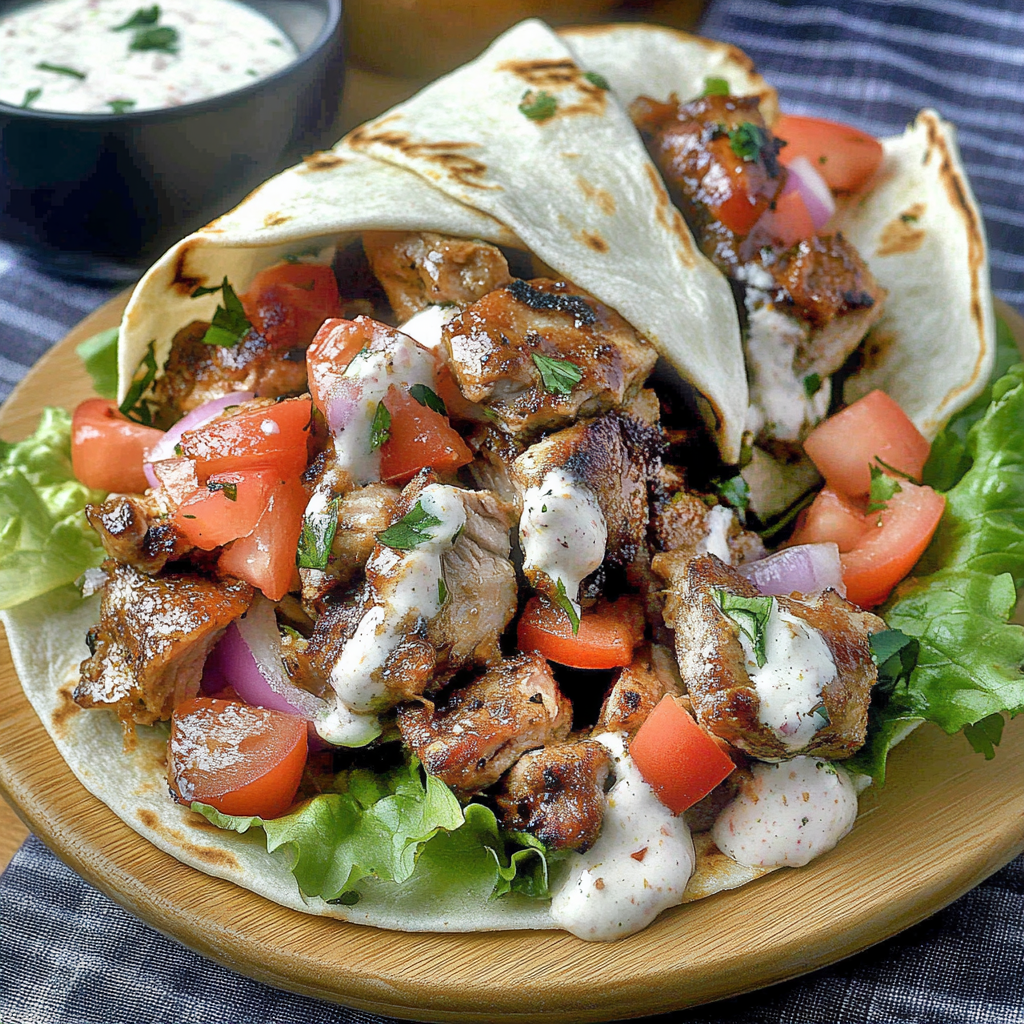 Recipe preparation for Chicken Shawarma with Garlic Sauce