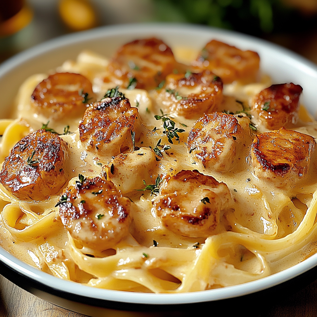 Recipe preparation for Creamy Cajun Pasta Delight