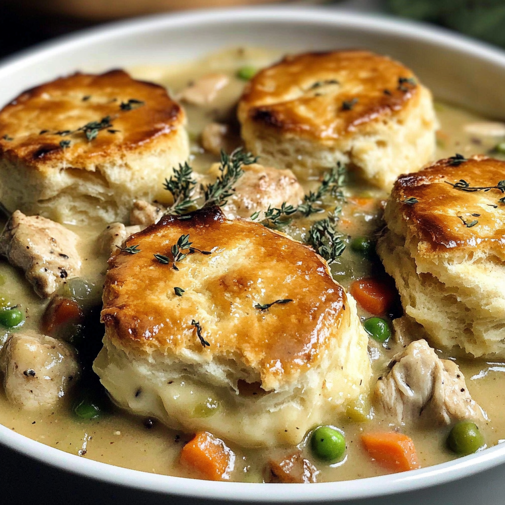 Recipe preparation for Chicken Pot Pie with Biscuits