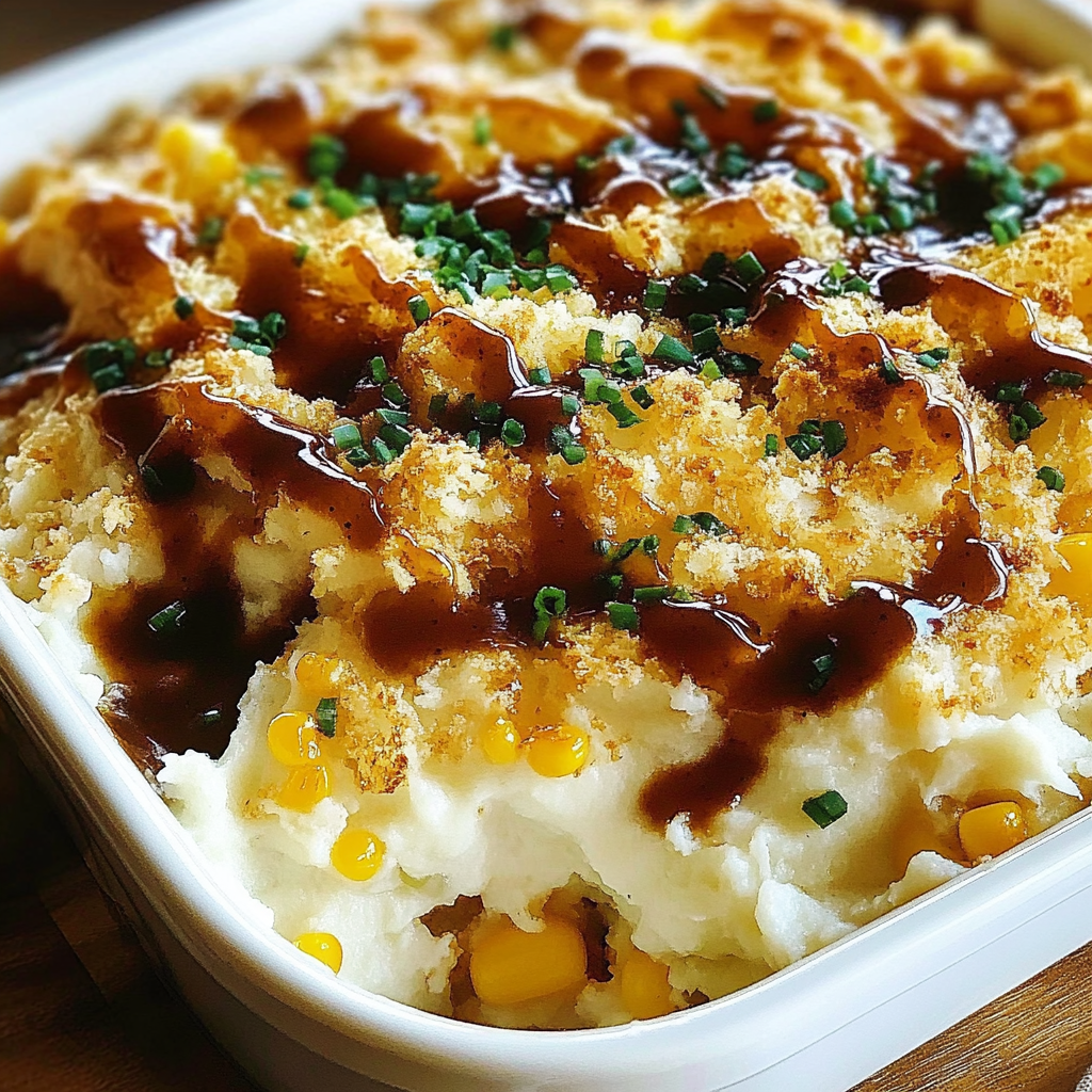 Recipe preparation for Mashed Potato Casserole with Chicken