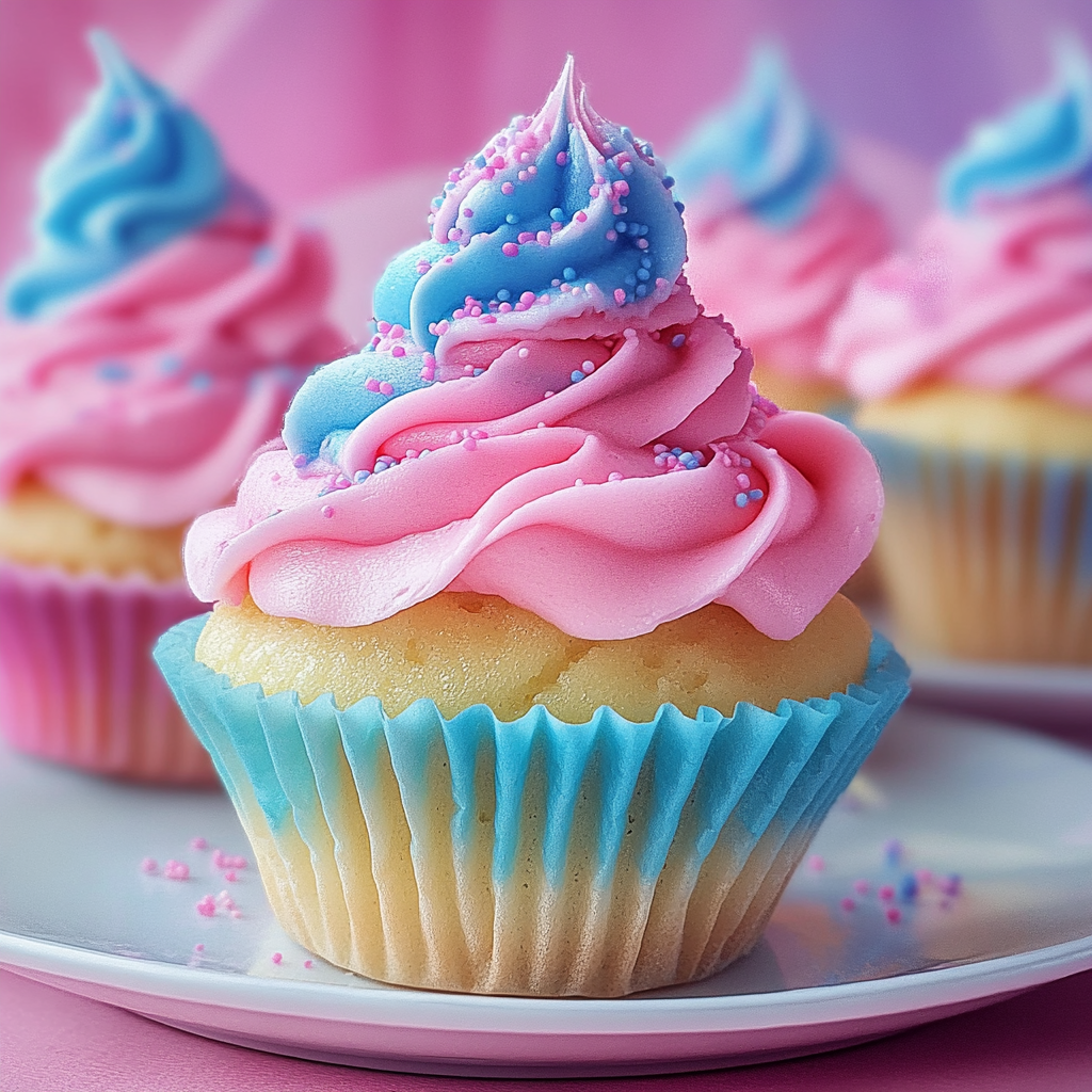 Recipe preparation for Cotton Candy Cupcakes