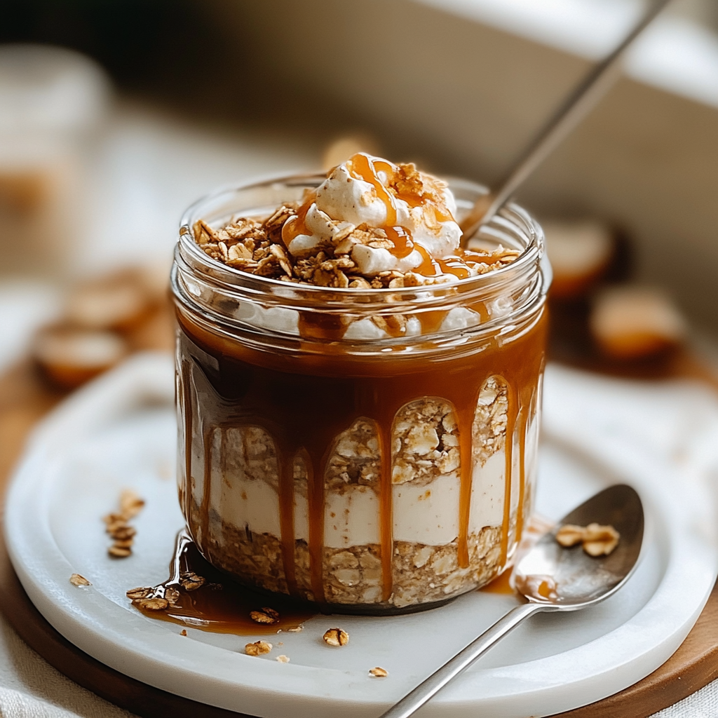 Recipe preparation for Caramel Macchiato Overnight Oats