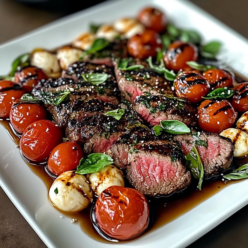 Recipe preparation for Balsamic Caprese Grilled Steak
