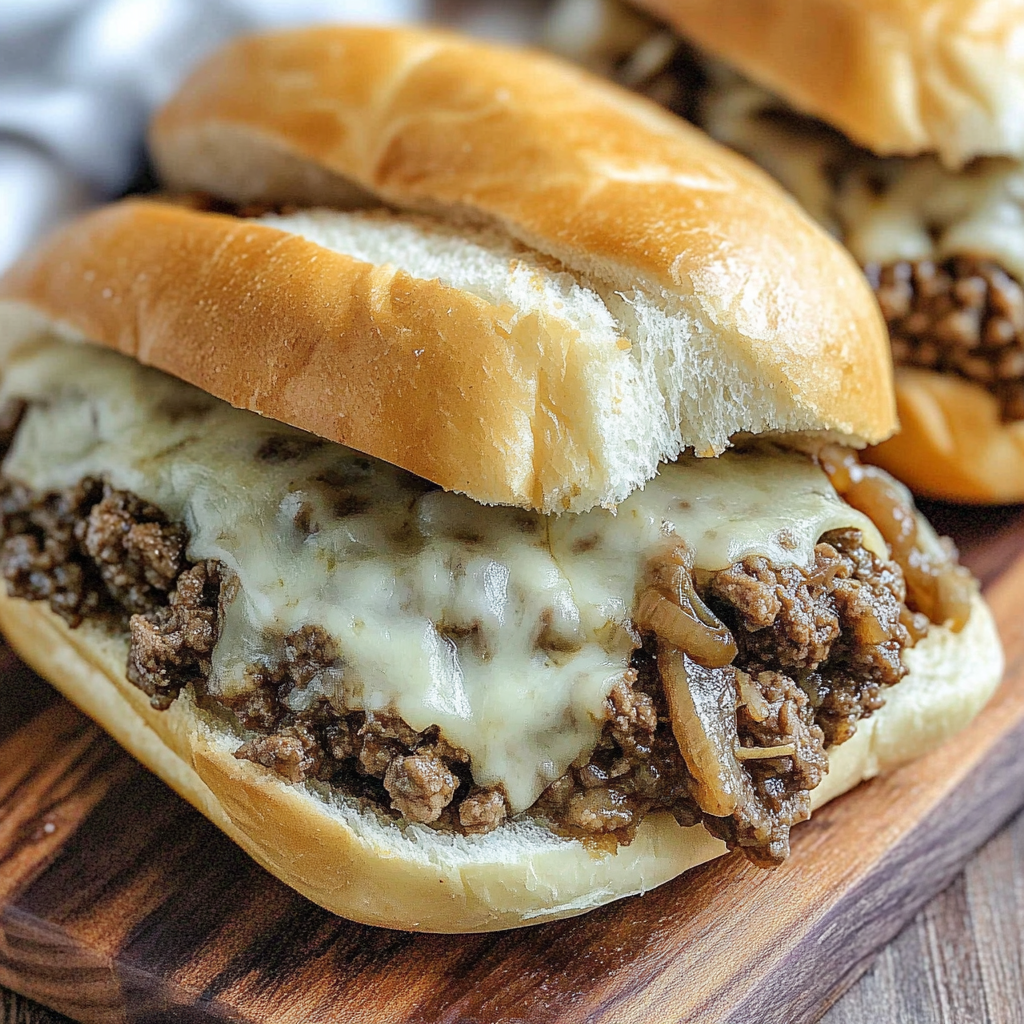 Recipe preparation for Slow Cooker Ground Beef French Dip Sandwiches