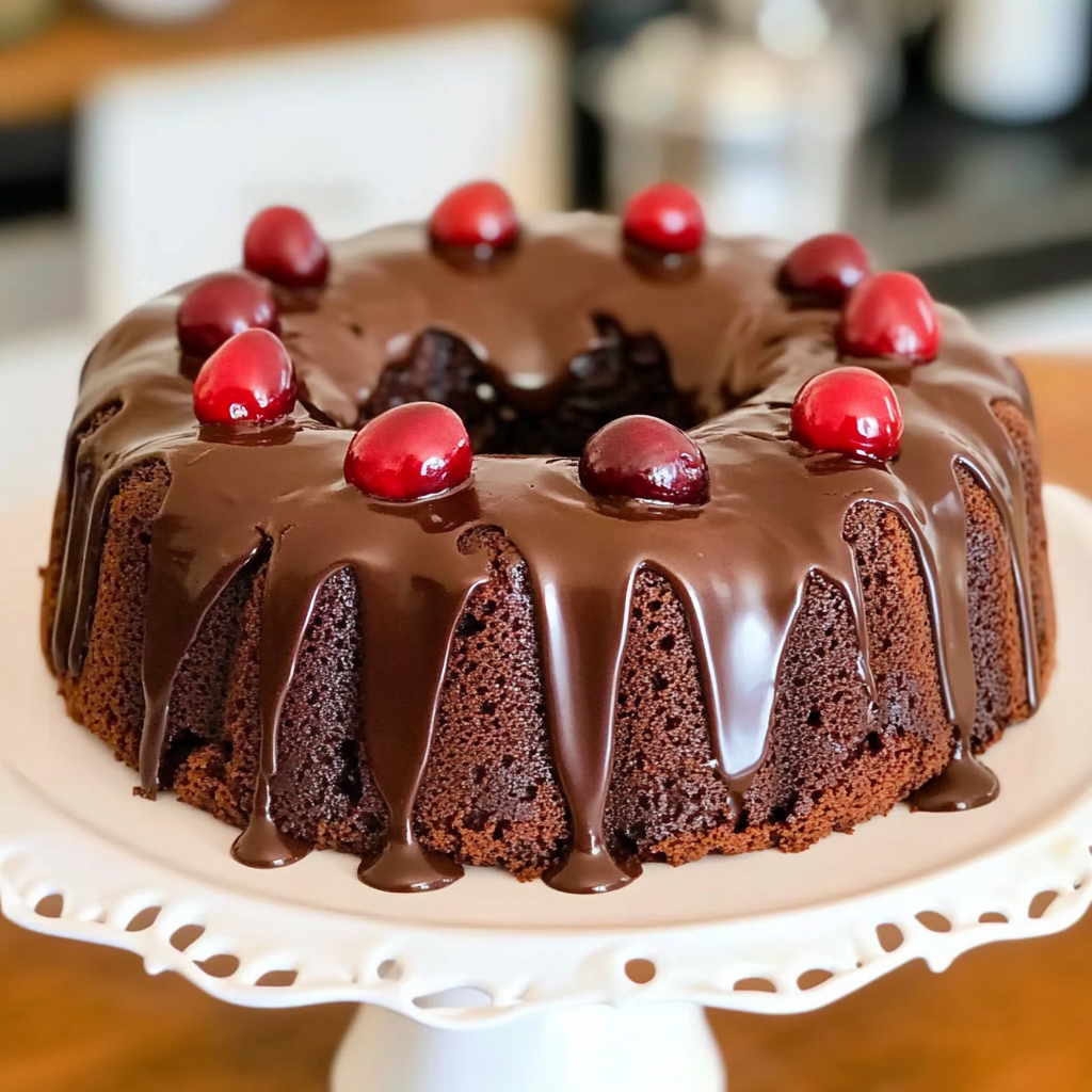Recipe preparation for Cherry chocolate cake