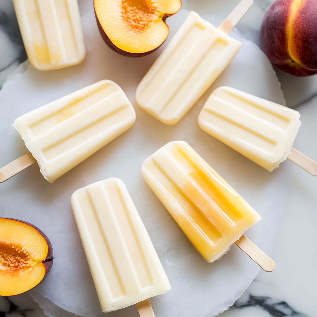 Recipe preparation for Coconut Peach Popsicles
