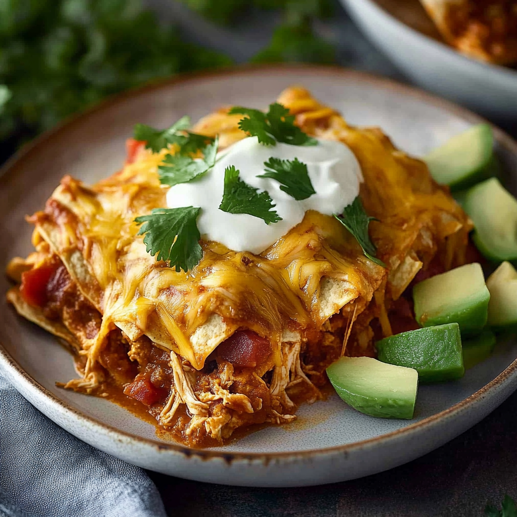 Recipe preparation for Crockpot Chicken Enchiladas Casserole