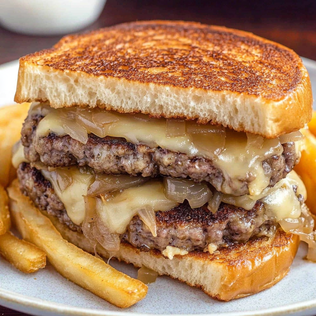 Recipe preparation for French Onion Patty Melt