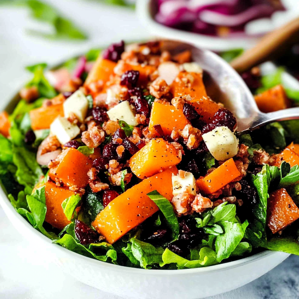 Recipe preparation for Roasted Butternut Squash Salad