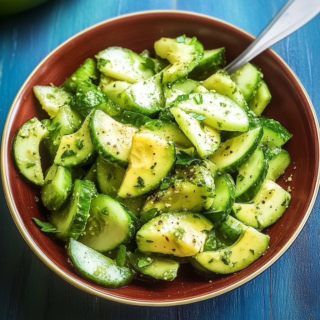 Recipe preparation for Avocado Cucumber Salad Recipe