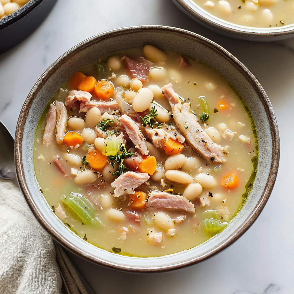 Recipe preparation for White Bean and Ham Soup Recipe