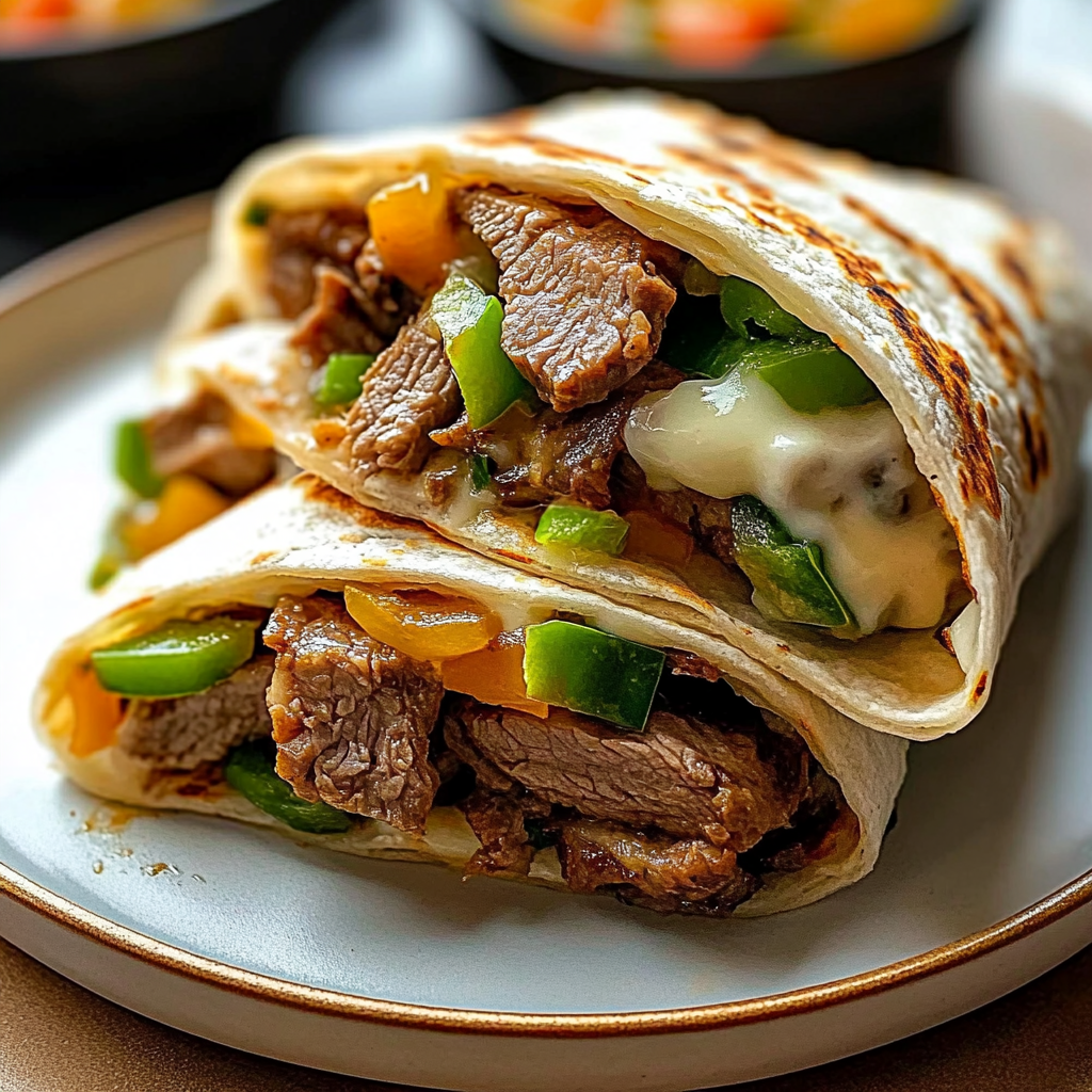 Recipe preparation for Philly Cheese Steak Wrap