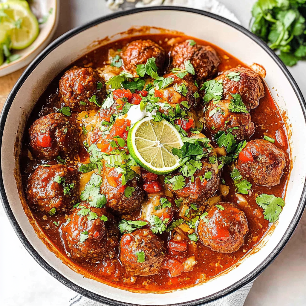 Recipe preparation for Baked Enchilada Meatballs