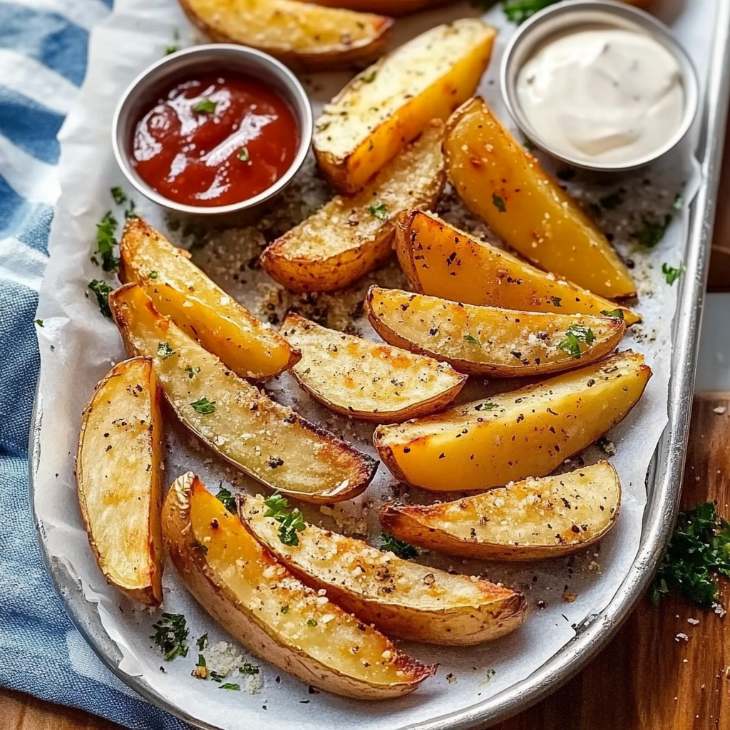 Recipe preparation for Baked Potato Wedges