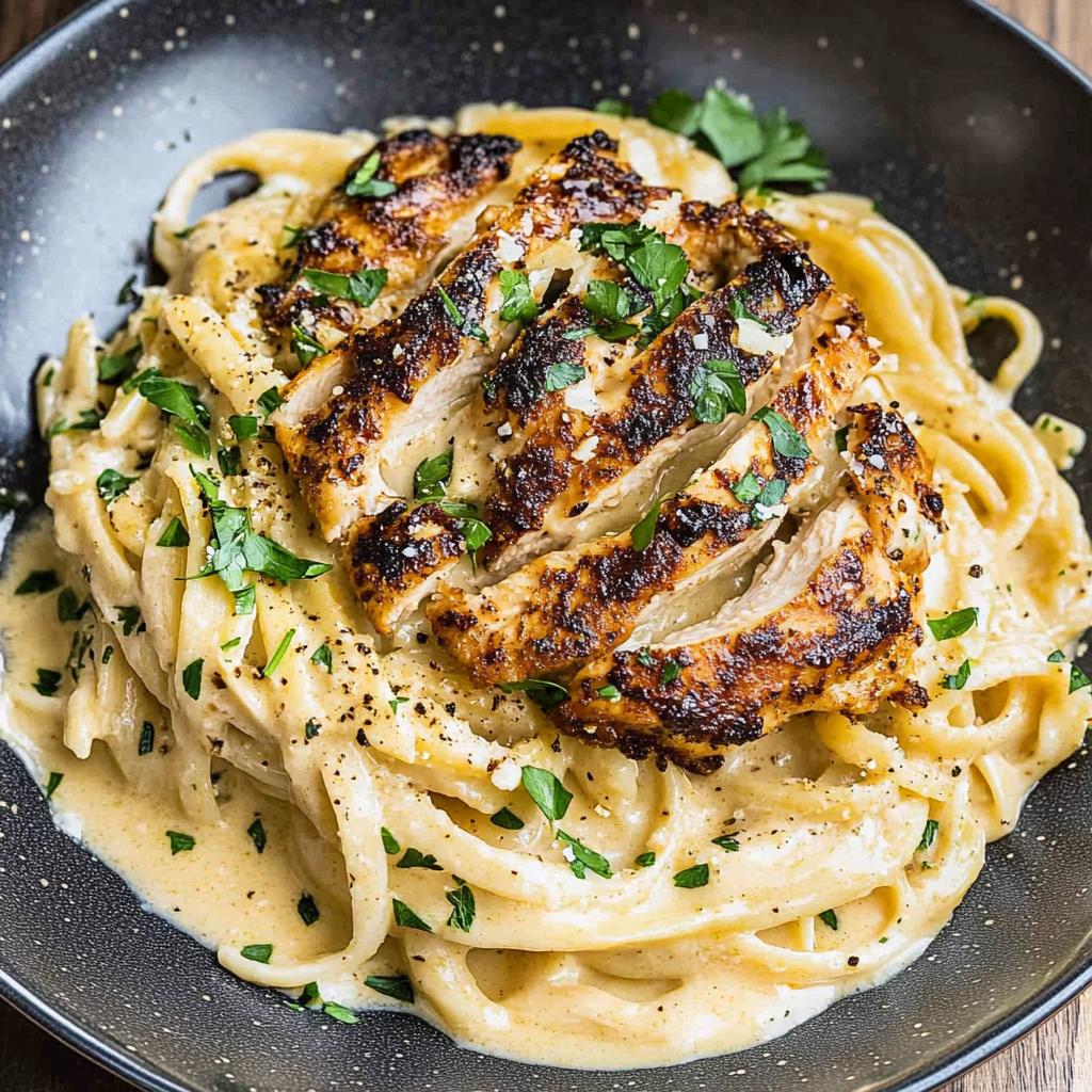 Recipe preparation for Blackened Cajun Chicken Alfredo
