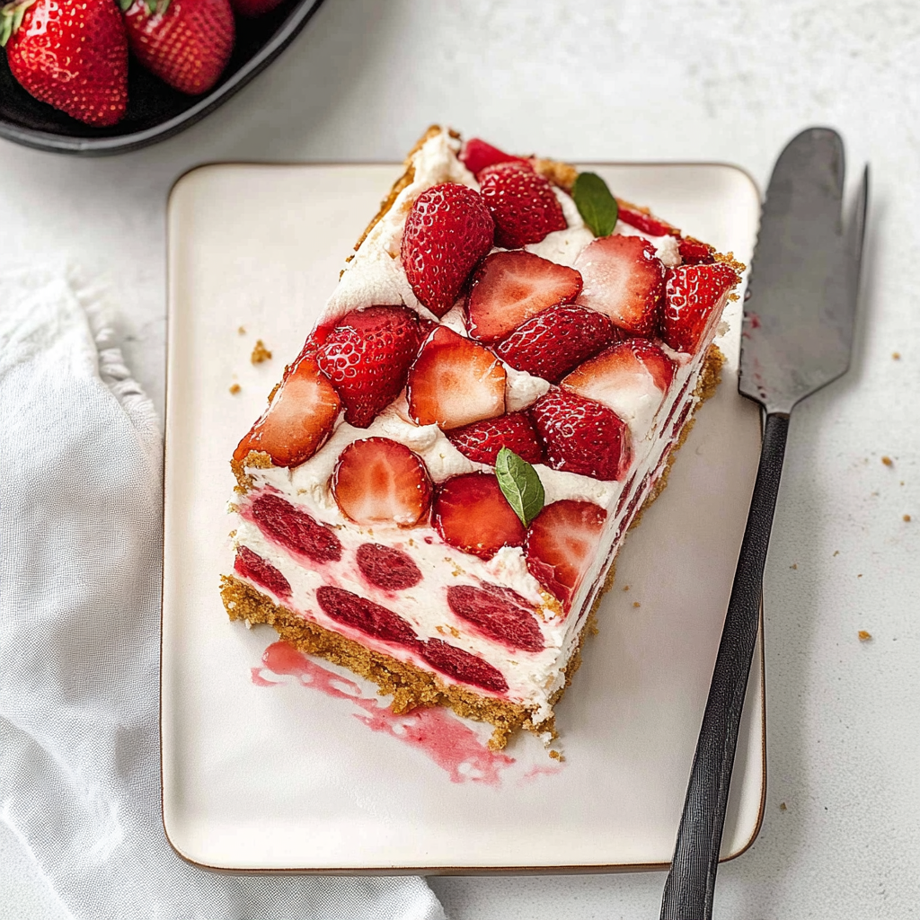 Recipe preparation for Strawberry Cream Cheese Icebox Cake