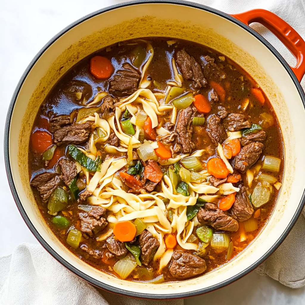 Recipe preparation for Vegetable Beef Noodle Soup