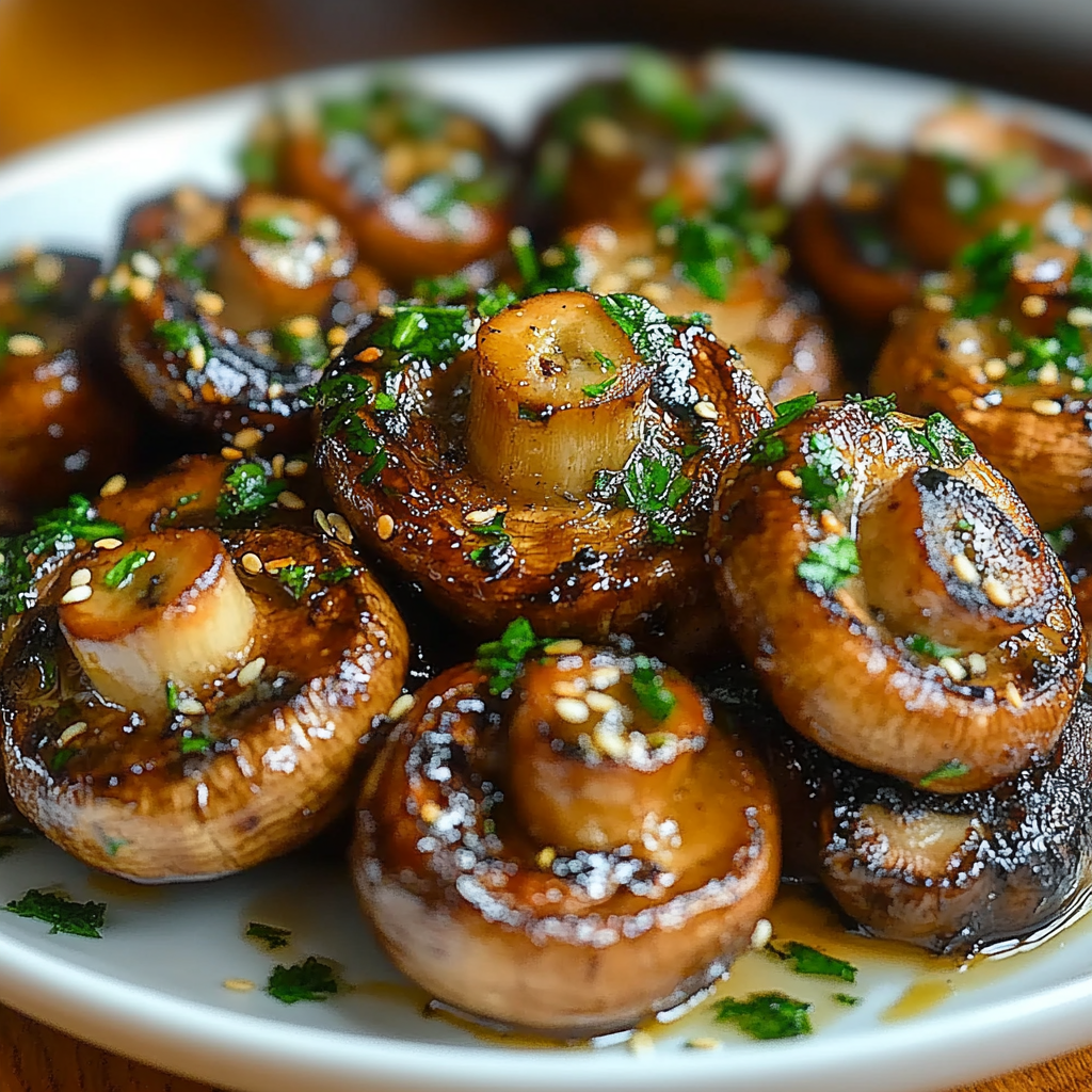 Recipe preparation for Garlic Butter Grilled Mushrooms