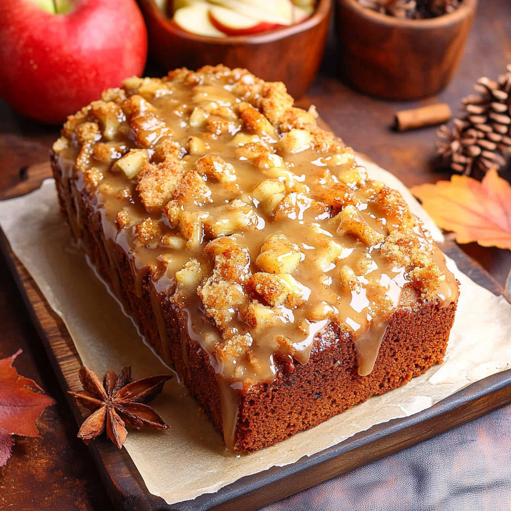 Recipe preparation for Glazed Apple Cinnamon Bread