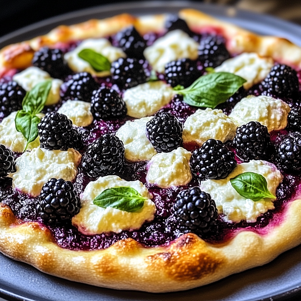 Recipe preparation for Blackberry Ricotta Pizza