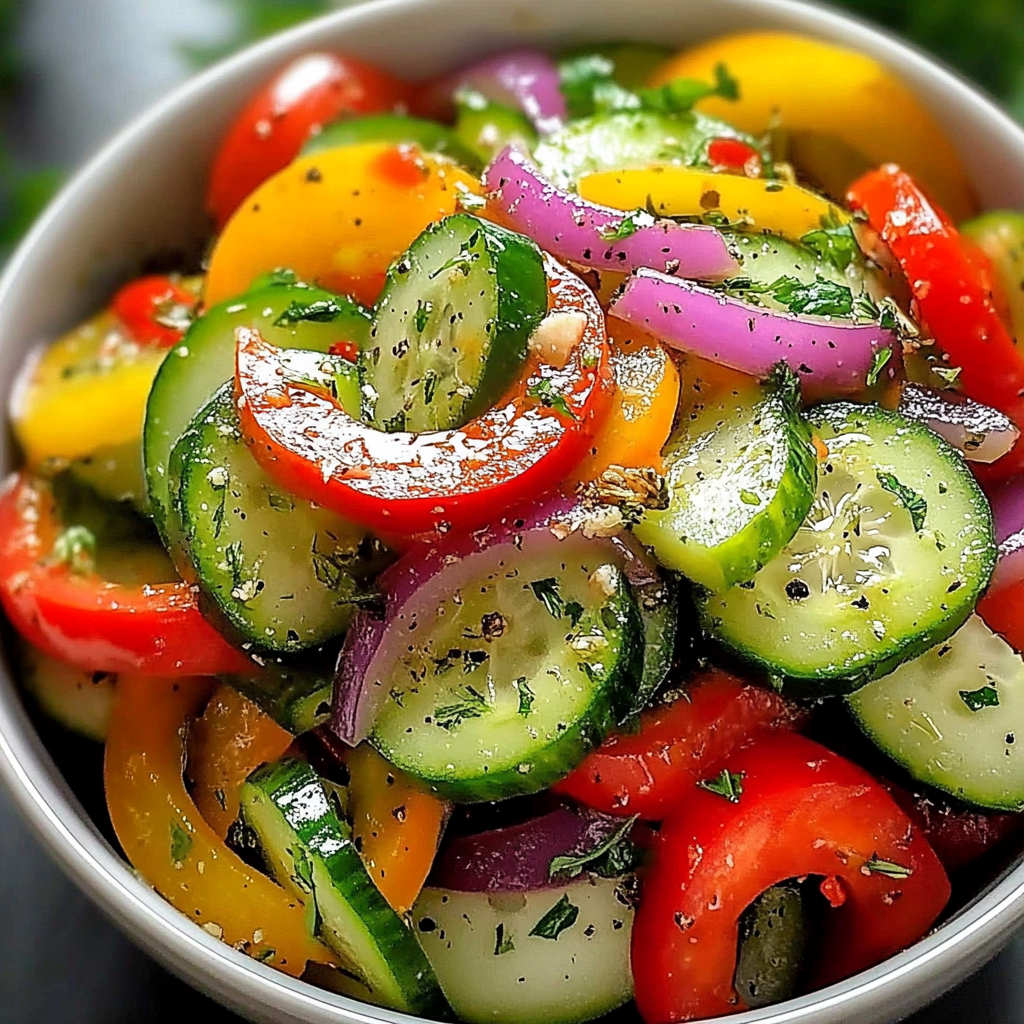 Recipe preparation for Fresh Cucumber Sweet Pepper