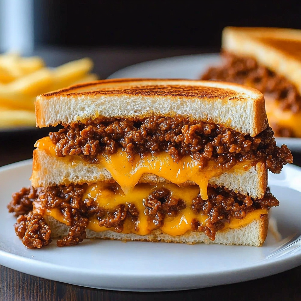 Recipe preparation for Sloppy Joe Grilled Cheese