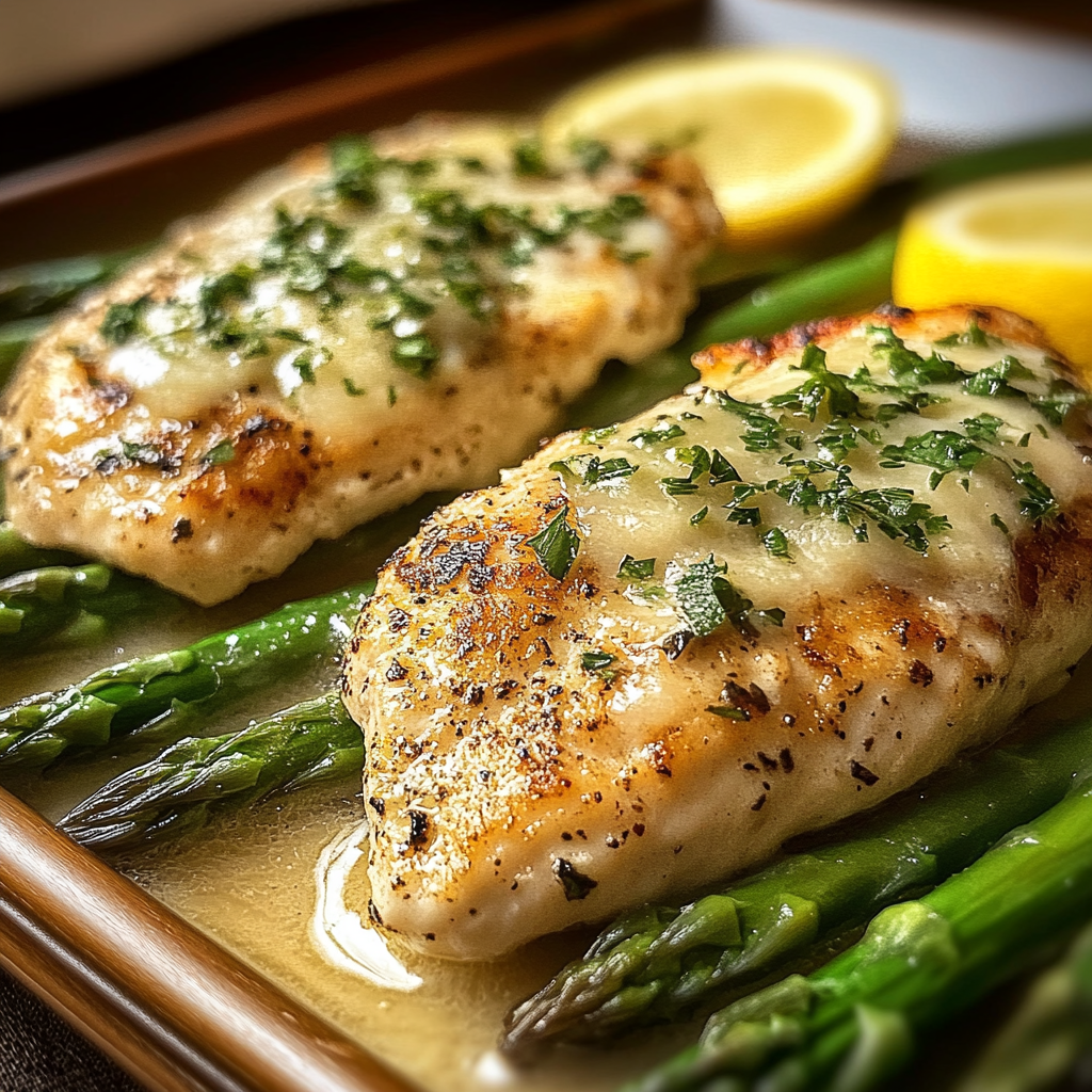 Recipe preparation for Caesar Chicken with Asparagus